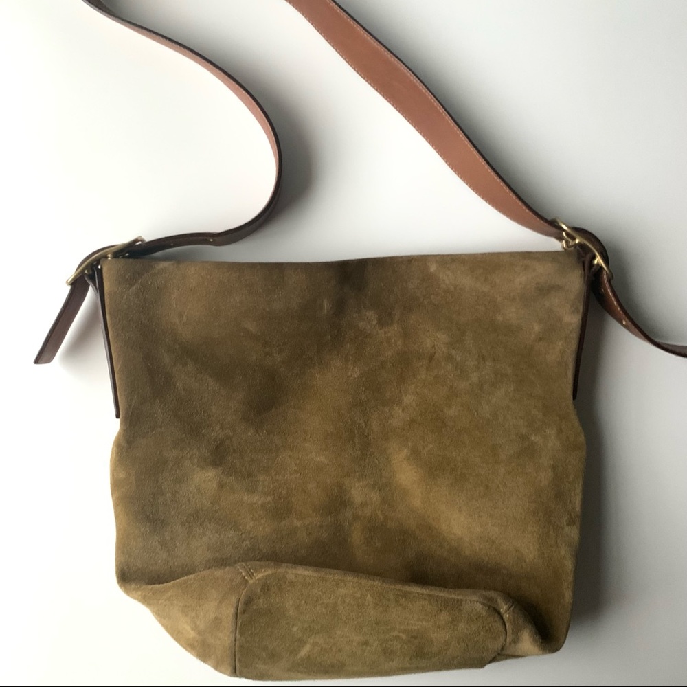 Vintage Coach Hobo Khaki Suede Bag